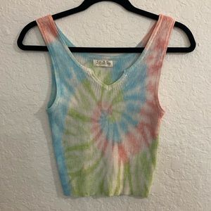 Tie die knit cropped ribbed tank top medium